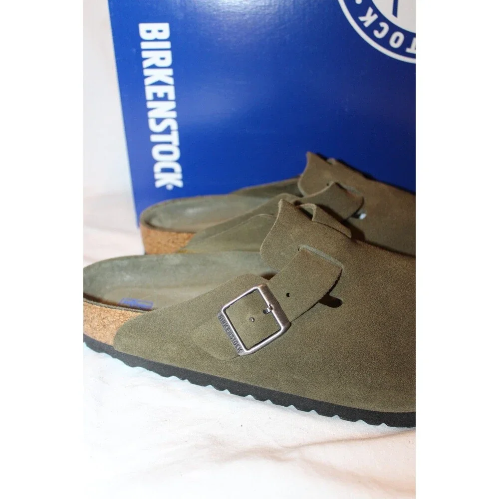 Birkenstock Men's Boston Suede Mule Clog Suede Sandals EU 42 US 9 Thyme Green